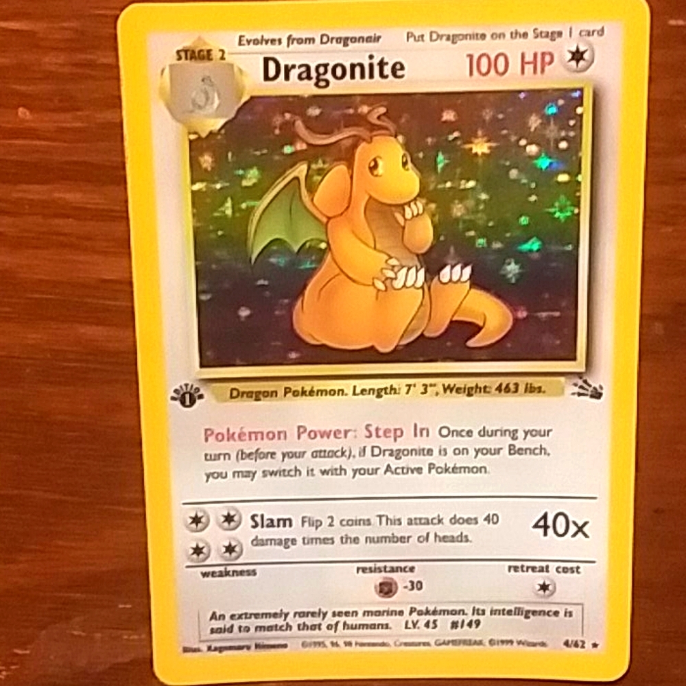 Rare 1st edition holo Dragonite near mint